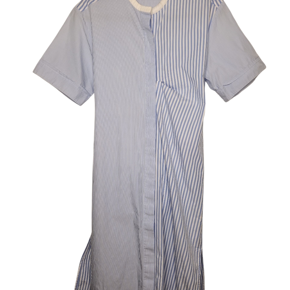 Edition MO & Co. Striped Blue and White Women's Open Back Shirt Dress Size M